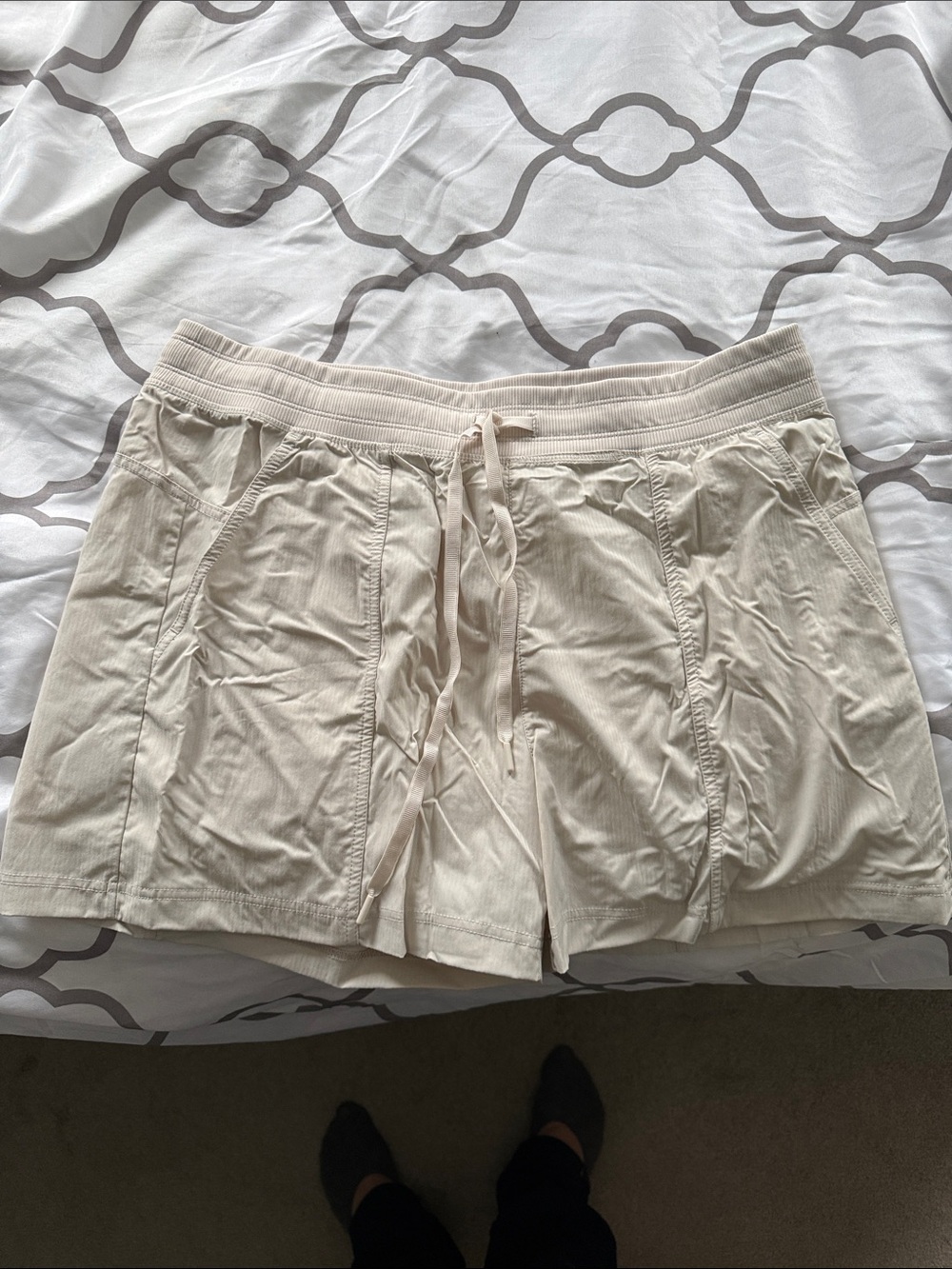Avia Light Cream Athletic Drawstring Shorts